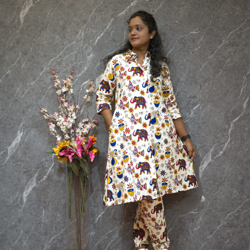 Traditional Kalamkaari Rotary Print Coord Set - TKRPCS01