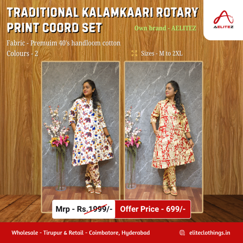Traditional Kalamkaari Rotary Print Coord Set