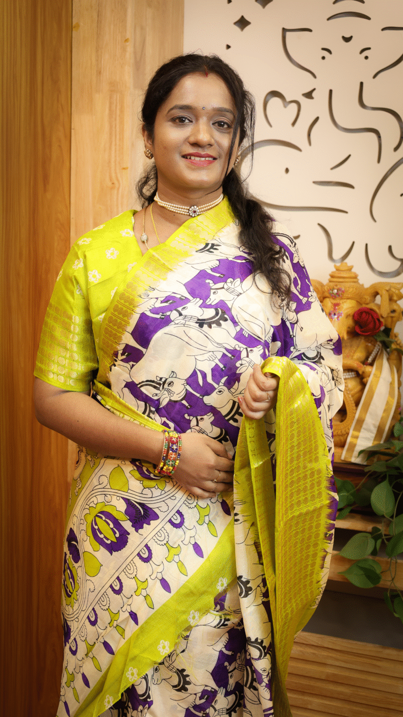 Dola Silk Saree with Kalamkari Print - DSSKP02