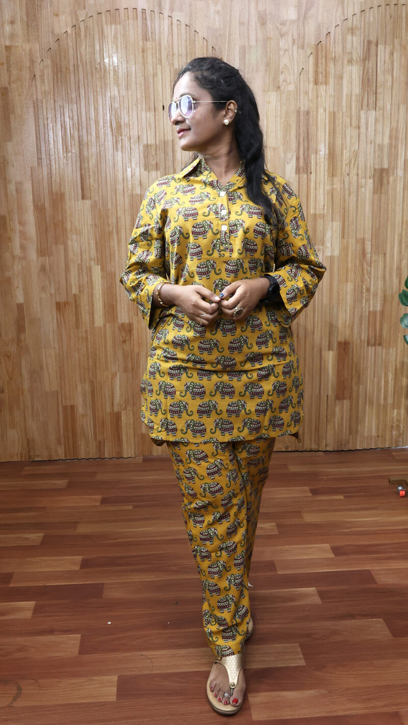 Shirt-Style Mandarin Collar Neck Co-ord Set -SMCNHC03