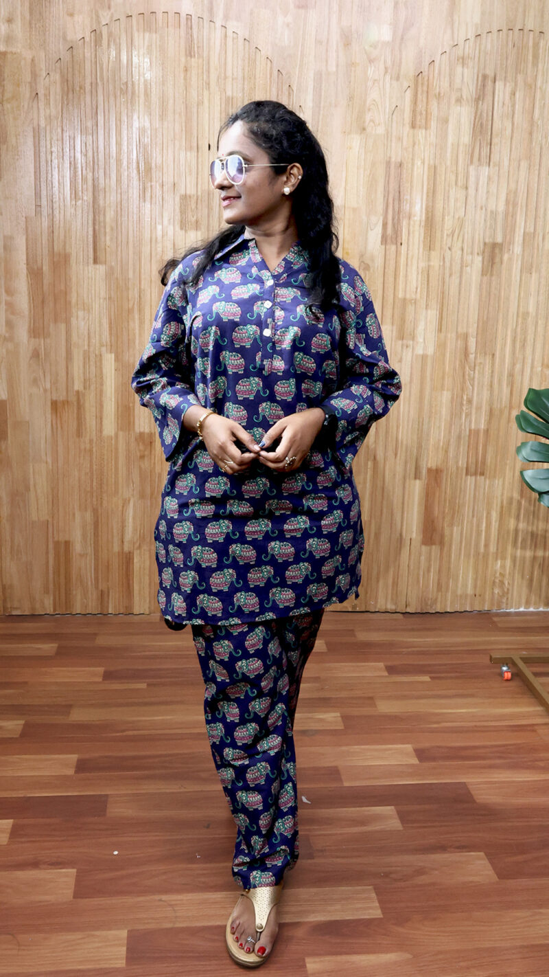 Shirt-Style Mandarin Collar Neck Co-ord Set -SMCNHC01
