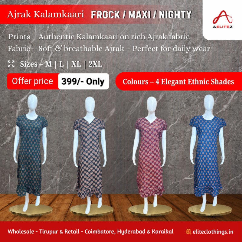 Ajrak Kalamkaari Frock / Maxi / Nighty