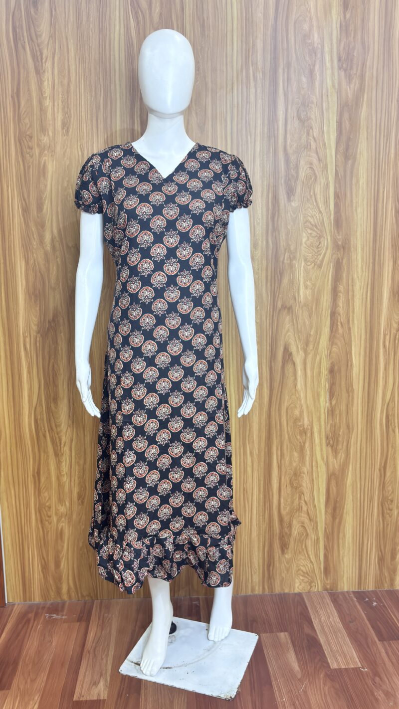 Ajrak Kalamkaari Frock - Maxi,Nighty - AKFM01