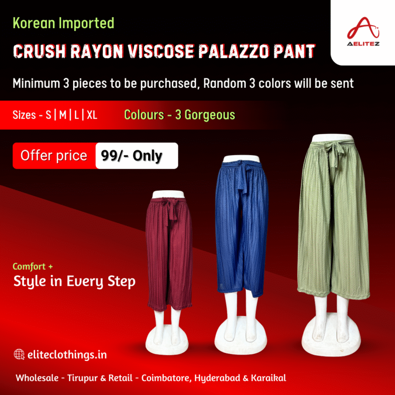 Korean Imported Crush Rayon Viscose Palazzo Pant