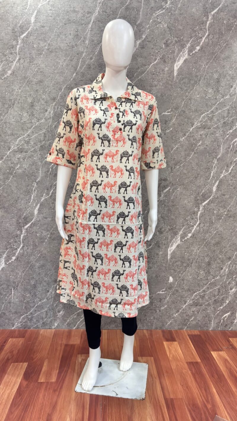 Kalamkari Camel Print A-Line Tops – KCPT02