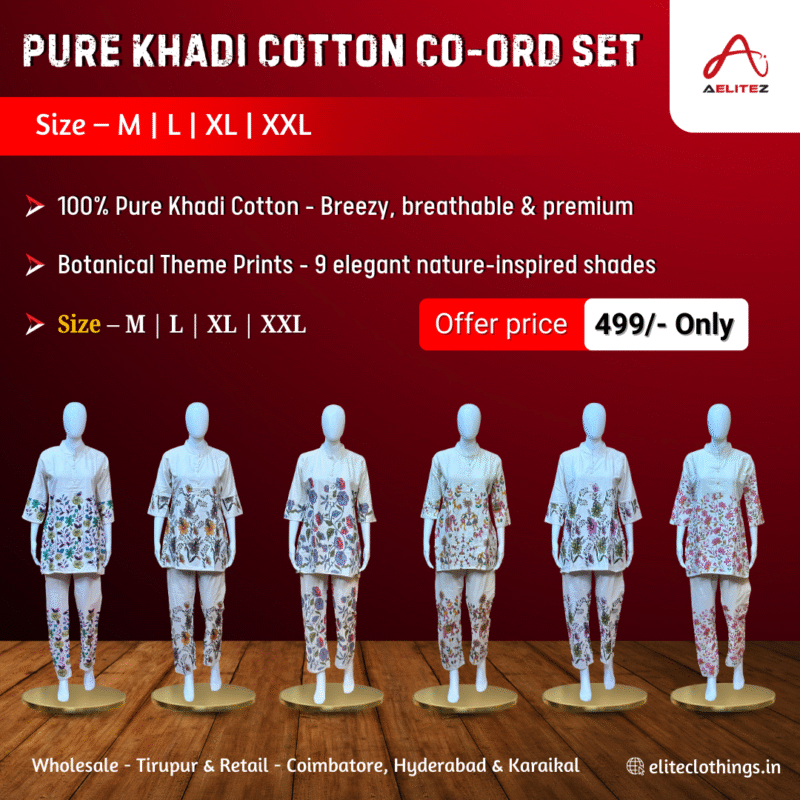 Pure Khadi Cotton Co-Ord Set – Botanical Elegance